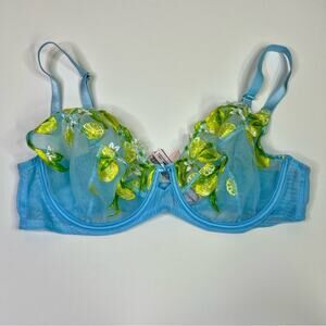 Victoria's Secret Lemon Embroidered Sheer Demi Bra Unlined Women's 36D